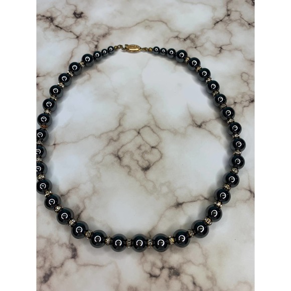 9Vintage Hematite 14k Necklace | Maximalist Hematite Jewelry |Protective Jewelry - Picture 2 of 7